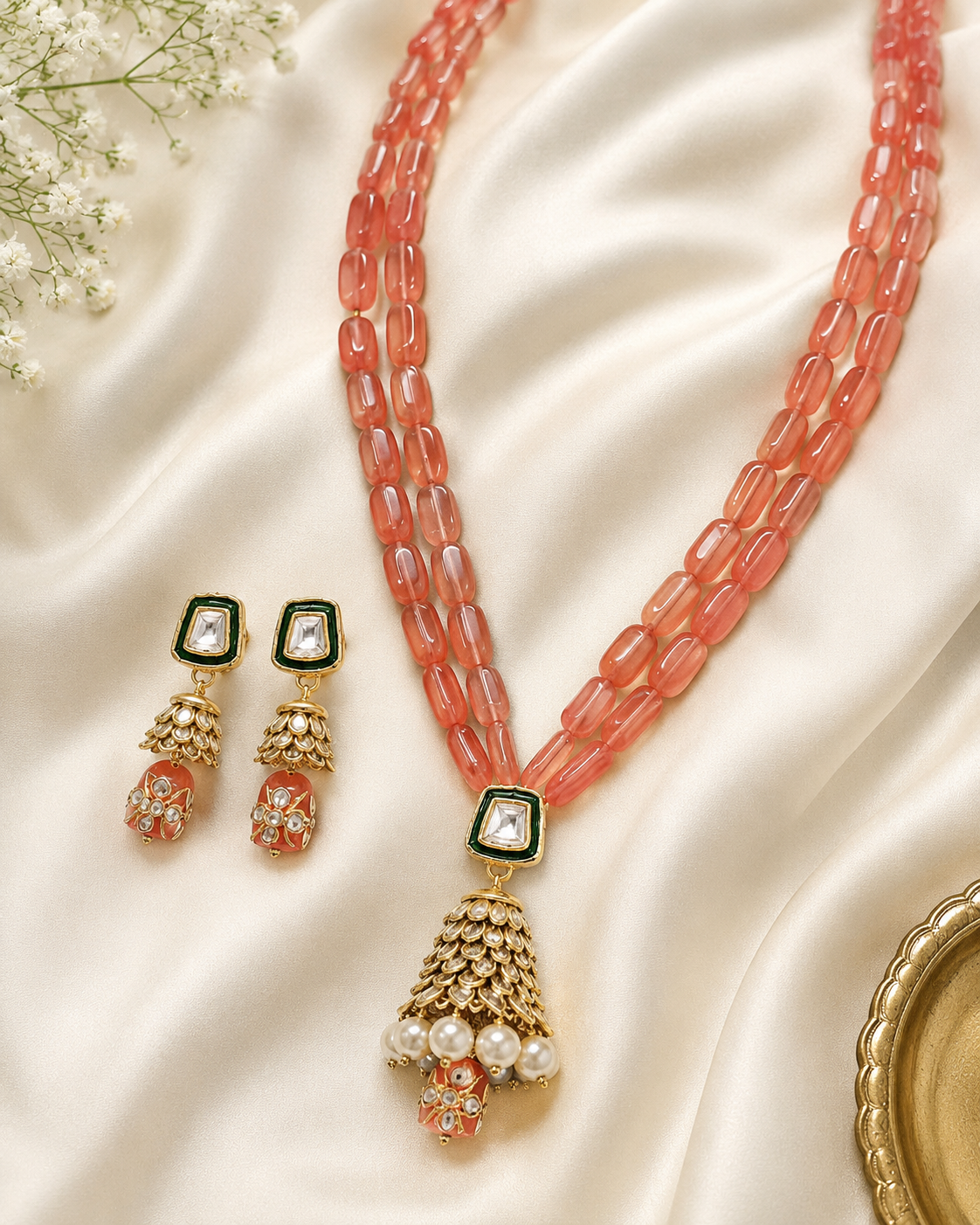 Handmade Rajasthani Patwa Jewellery Set with Earrings