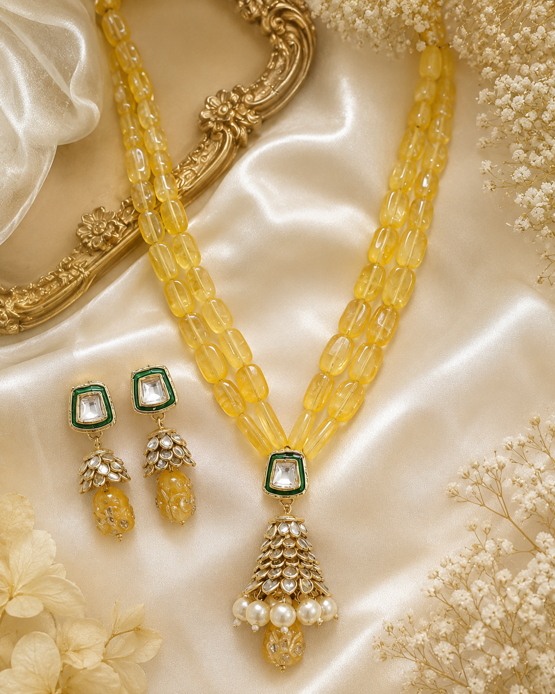 Handmade Rajasthani Patwa Jewellery Set with Earrings
