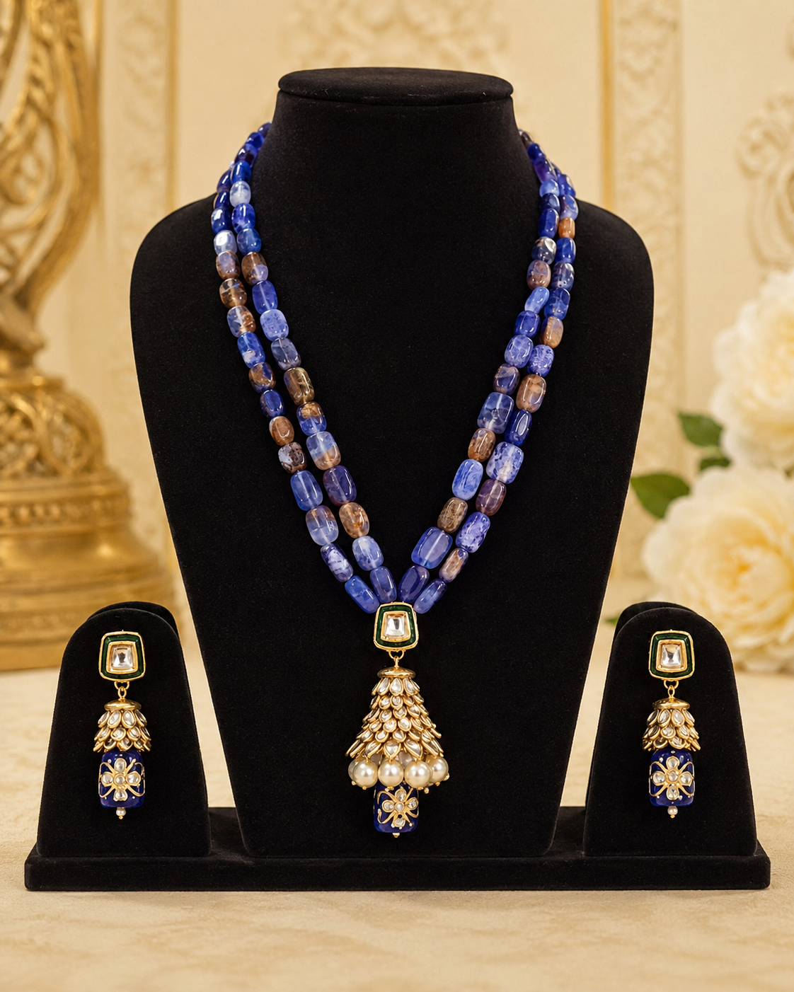 Handmade Rajasthani Patwa Jewellery Set with Earrings