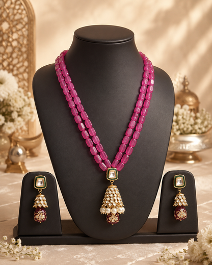 Handmade Rajasthani Patwa Jewellery Set with Earrings