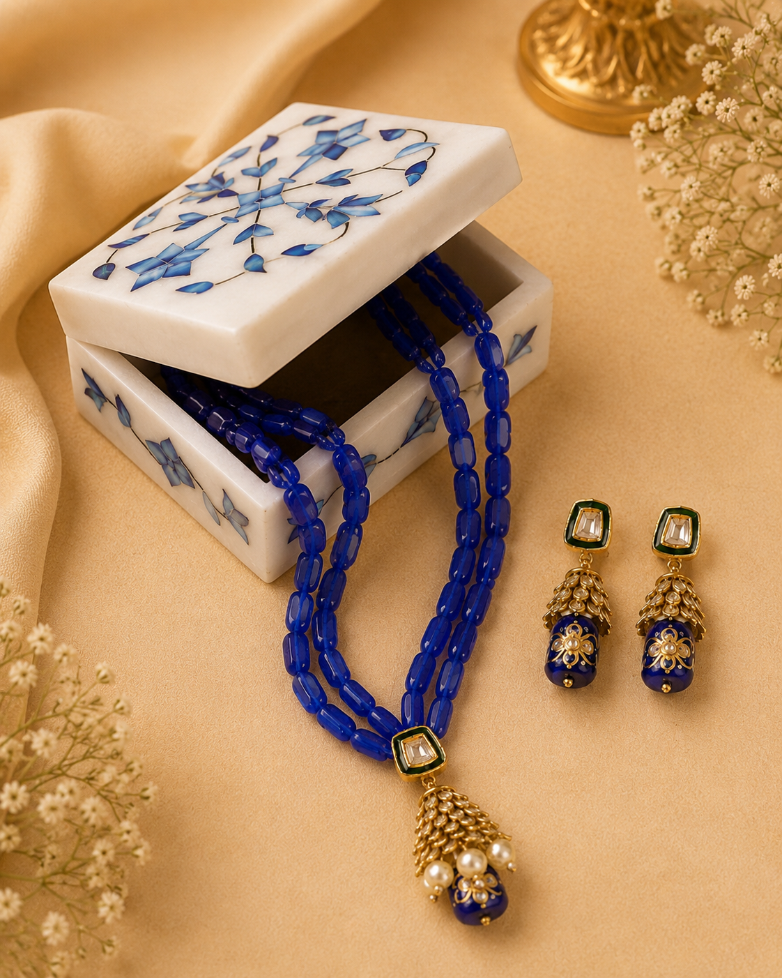 Royal Blue Marble Gift Set – Blue Jewellery & Handcrafted Box
